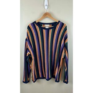 Esprit Vintage Sweater Made In USA SZ M Cotton Vertical Stripe Colorful